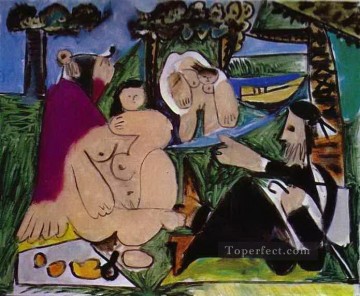 パブロ・ピカソ Painting - マネの後 草の上で昼食 1960年 パブロ・ピカソ
